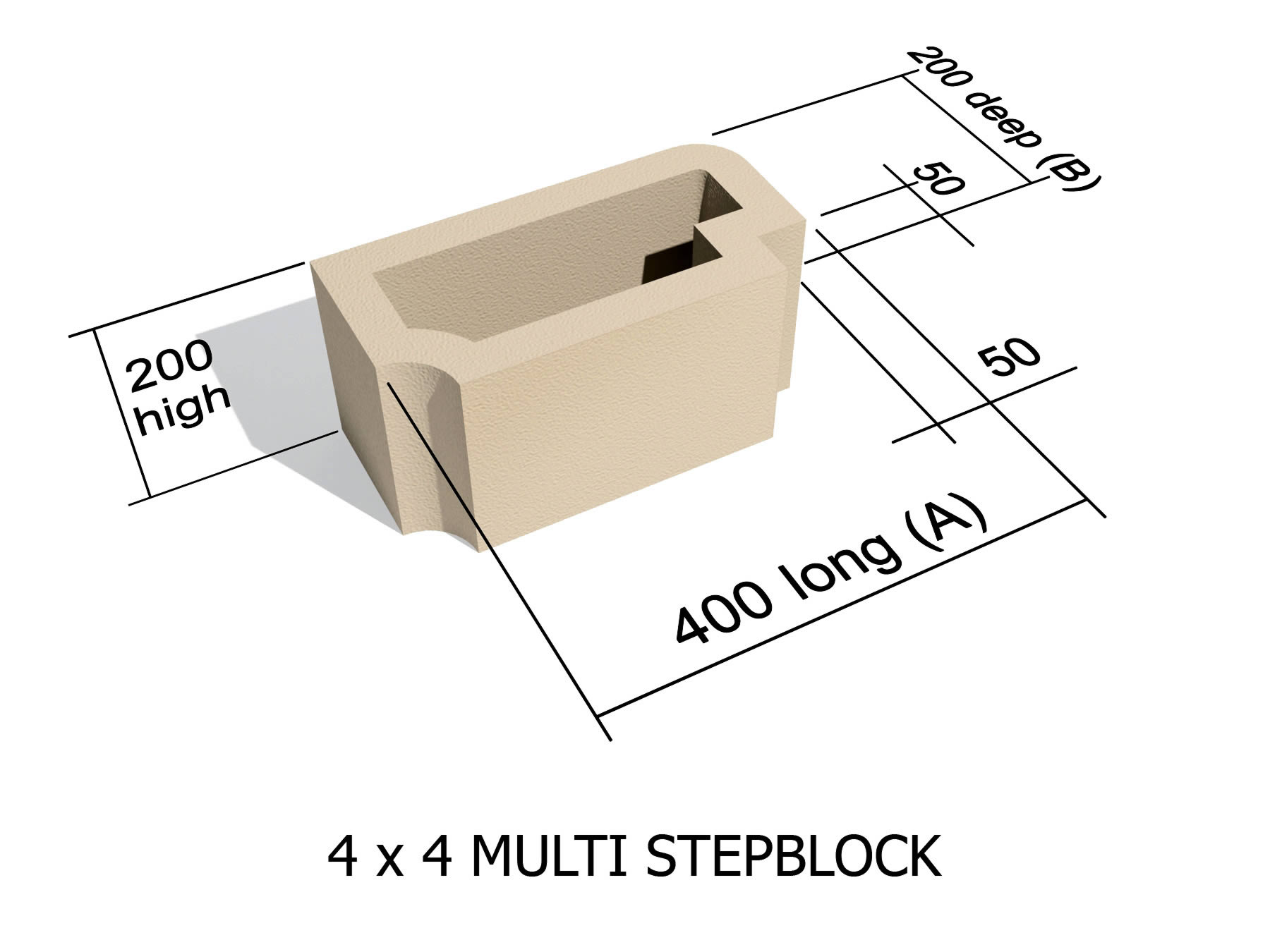 4 x 4 Step block for stairs, steps and ramps