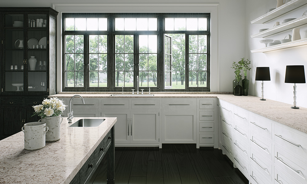 Moorland Fog 6046 Caesarstone is the ideal replacement for a light-coloured granite. Its busy, organic veining and patterning ensure you get the look of natural stone with none of the disadvantages.