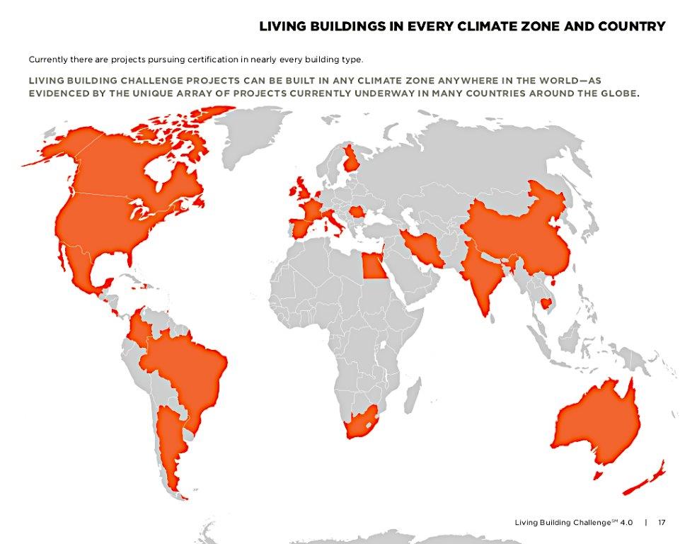 living building challenge projects climate zone and country