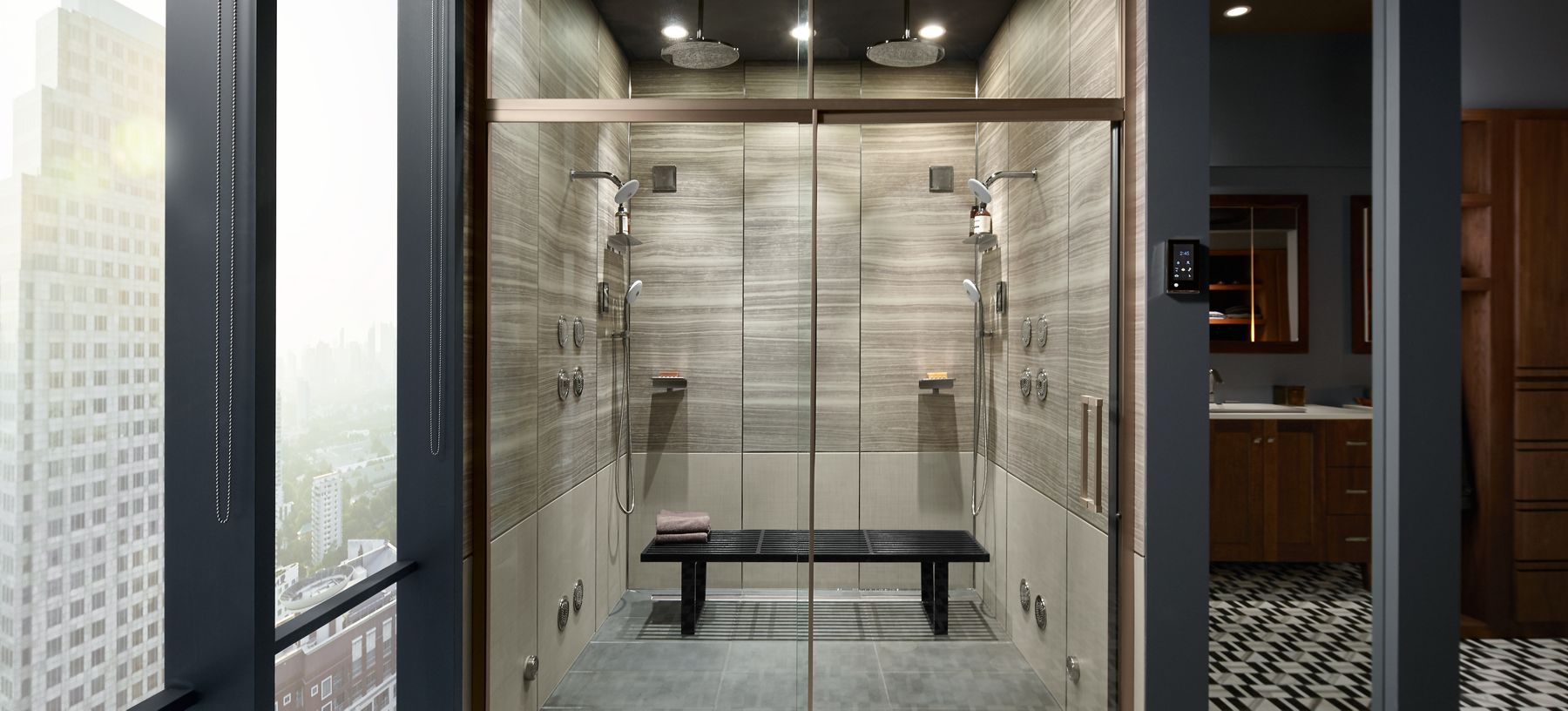 smart showering experience, voice command control for personalised steam, music, light and water tempreture