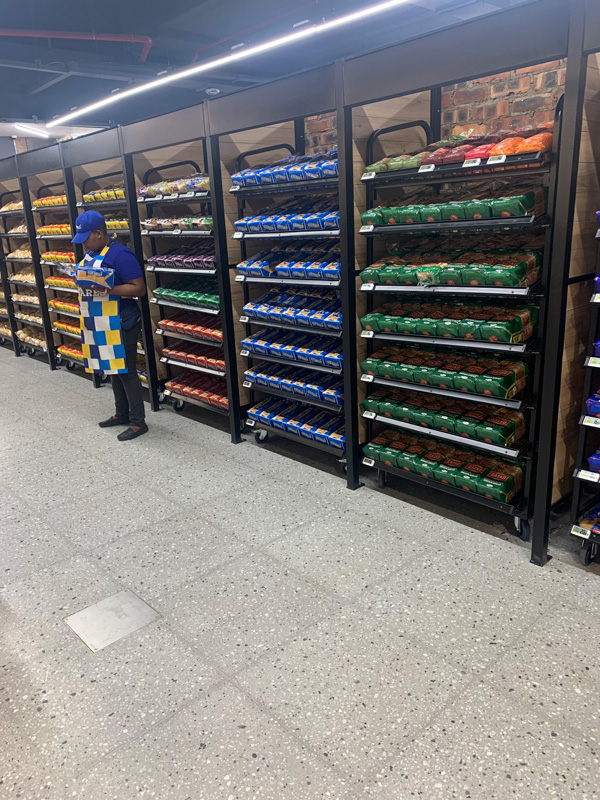 Grey terrazzo floor tiles at bread aisle Spar Mams Mall