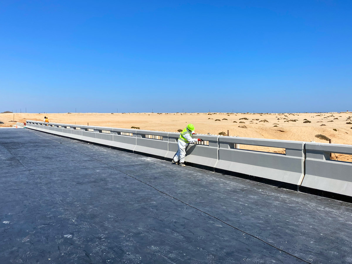 Bridge renovation in a desert,