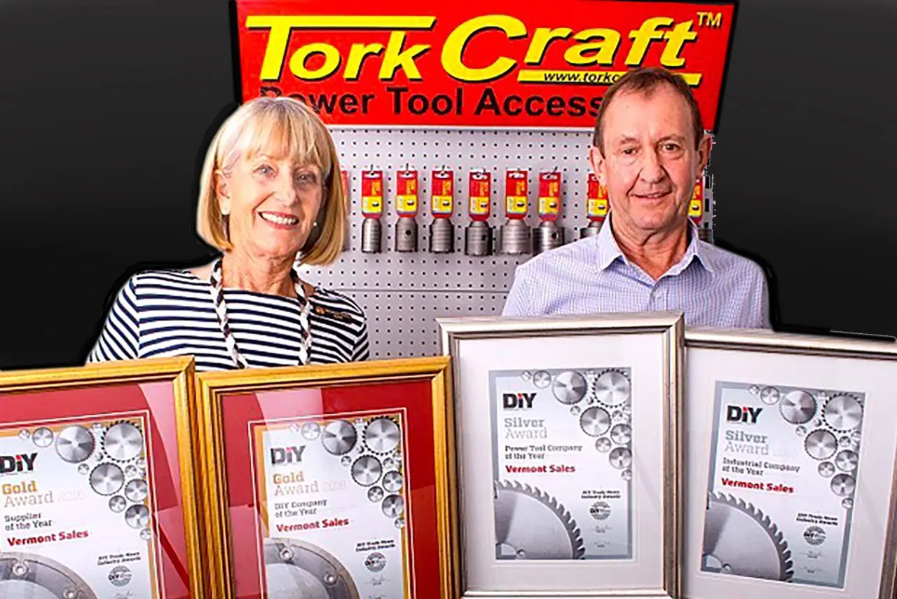 Mindi and Roland Hunt leaders at Vermont Sales Tork Craft Power Tools Accessories.